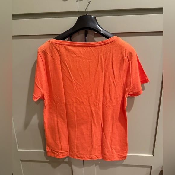 NWT J. Crew V-Neck Short Sleeve Linen Blend Orange Tee SZ L - Picture 3 of 8